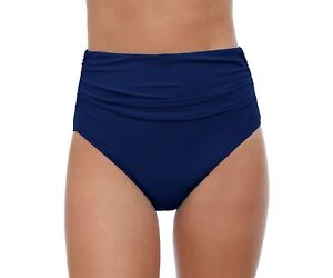 Profile by Gottex Womens Ruched Super High Waist Bikini Bottoms Navy, 12 US