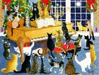 Merry Christmas Chorus of Cats Joy To the World Pat Scott Greeting Card Set of 2