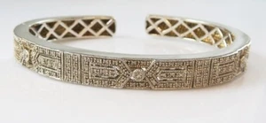 Rare Judith Jack Diamond Sterling Silver Hinge Cuff 6.5" - Picture 1 of 8