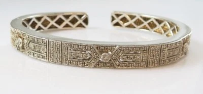 Brazalete bisagra de plata esterlina con diamantes Judith Jack raro 6,5"  Foto 1 de 4