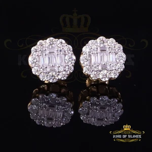 Men's/Womens 925 Silver Yellow 1.00ct VVS 'D' Moissanite Round Stud Earrings - Picture 1 of 12