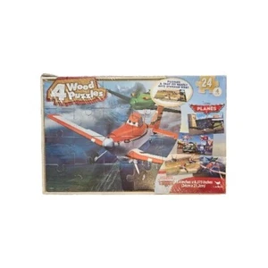 Disney Flugzeuge 4er Pack Holz 24 Stück Puzzle mit Aufbewahrungsbox-Neu - Bild 1 von 3