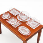 12X Tableware 1:12 Dollhouse Clear Dinner Plate Dish Bowl Set Kitchen Miniature