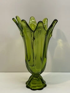 Vintage Viking Green 10.75” 8 Finger Swung Vase - Picture 1 of 16