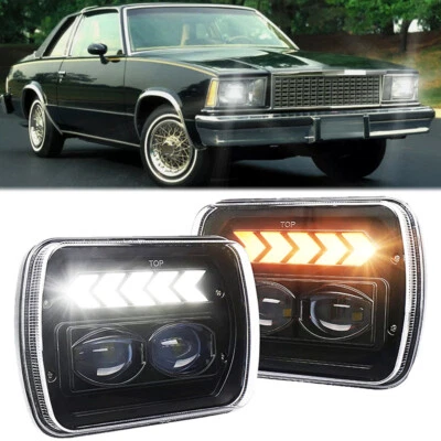 Par de faros LED Hi-Lo DRL de 7x6"" 5x7"" para Chevy Malibu 1978-1981 El Camino Foto 1 de 4