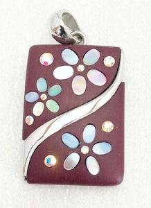 Lia Sophia  FLOWERBOX  Mother-of-Pearl, Crystals,& Wood Slide $48 - Picture 1 of 2