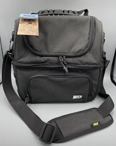 MIER Dual Compartment Lunch Bag Tote Cooler, NWT Shoulder Strap Dark Gray - Picture 1 of 15