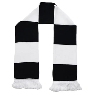 Scarf Black & White Team Striped Football Rugby Tassel Fan Match and Supporter - Picture 1 of 5