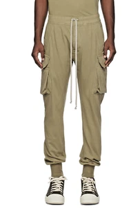 RICK OWENS DRKSHDW $835 Khaki Mastodon Cut Jersey Cargo Pants Joggers, Organic - Picture 1 of 14