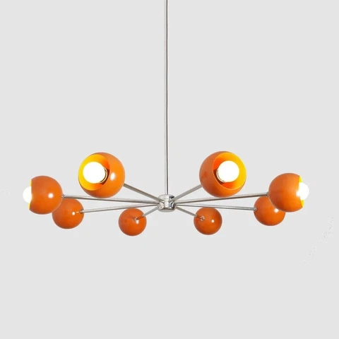 8 Light Colored Hanging Light -Antique Brass Fixture Colored Sputnik Chandelier Cover