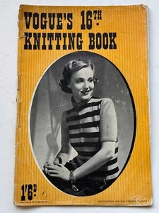 40er Vintage Vogue 's 16th Knitting Book s/s 1940 Fashion Knitwear Patterns - Bild 1 von 5