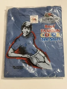 VTG 60s golden Fruit Of The Loom boys Fashion Color tee shirt Blue XL 14-16 - Picture 1 of 8