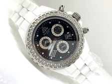 New Techno JPM Ladies White Ceramic CSX Chronograph Diamond Quartz Watch