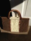 Macrame Purse  - 8 1/2 In. X 12 1/2 In. Vg+ Brown Plastic Beads