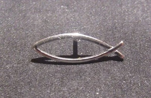 Silver-tone Christian Fish "Ichthys" Symbol Lapel Pin 12 - Picture 1 of 5