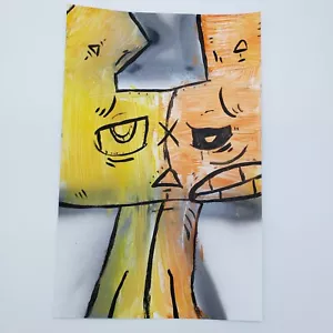 Espressionismo arte gatto dipinto acrilico su carta di New York artista graffiti PUKE - Foto 1 di 3