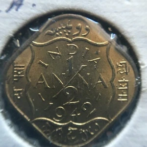 India-British 1942C 1/2 Anna UNC Y-52 A405 - Picture 1 of 2