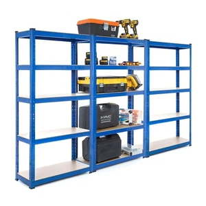 3 x Garage Shelving Units / Racking 5 Levels | 1500mm H x 750mm W x 300mm D - Picture 1 of 3