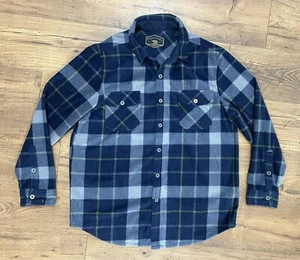 Freedom Foundry Men's Lightweight Plaid Fleece Shirt Navy Blue Large FFLK70052B - Picture 1 of 12