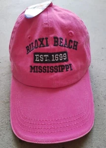 BILOXI BEACH MISSISSIPPI EST. 1699 HAT CAP PINK OSFM ADJUSTABLE, NEW WITH TAGS - Picture 1 of 11