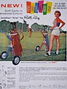 1955 Roll King Golf Cart Model 5 Vintage in Color Original Print Ad 8,5 x 11" - Bild 1 von 4