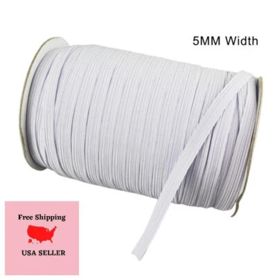 Cordón elástico 5 mm blanco 15 yardas banda para costura, manualidades, escuela, artes, ropa Foto 1 de 2