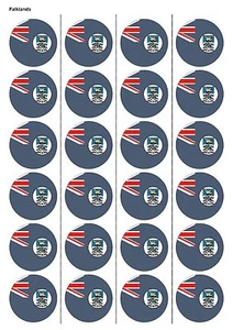 24X CARTA COMMESTIBILE RUGBY BANDIERA FALKLAND PRETAGLIATA, CUPCAKE, CAKE TOPPERS 1186 - Foto 1 di 1