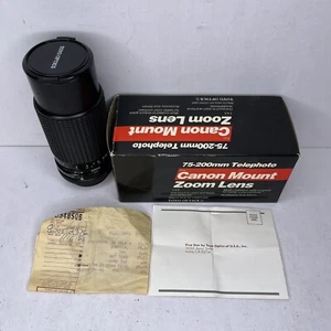 Toyo Optics Canon Mount Zoom Lens f/4.5 75-200mm w/ Cap Original Box - Picture 1 of 13