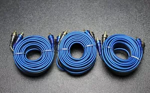 3 STCK. 15 FUSS RCA KABEL BLAU GRAU 2 KANAL AUTO ZUHAUSE AUDIO VERBINDUNG STEREO BLS15 - Bild 1 von 2