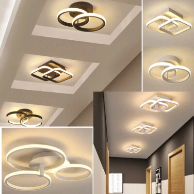 Plafonnier Suspension Lampe LED Couverture Chambre Salon Cuisine Noir - Photo 1/4