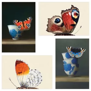 IKEA YLLEVAD Art Cards - Postcards  Four butterflies, 10x15 Cm **4 Cards Pack 😊 - Picture 1 of 2