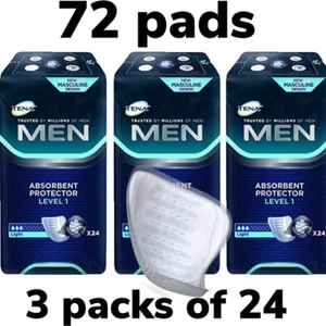 Tena Men Level 1 Absorbent Protector 3 Packs of 24 72 Guards Incontinence Pads - Picture 1 of 7