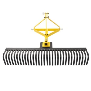 3 Point 60'' Landscape Rake for Cat 1 Tractor Attachment For Gravel Lawn - Picture 1 of 16
