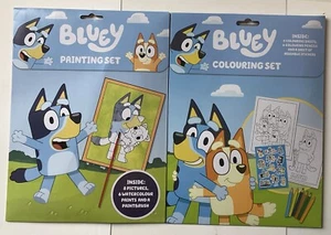 2 Bluey Painting & Colouring Set Pictures Paints & Brush Childrens Activity Pack - Picture 1 of 2