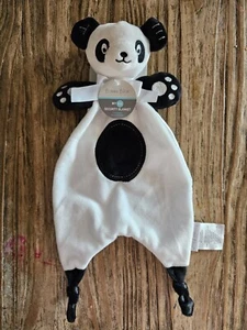 New Bubba Blue Black White Panda Baby Security Blanket Comforter Plush Lovey - Picture 1 of 4