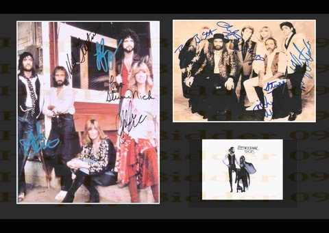 A3 Size Card Mounted Signed Fleetwood Mac Mick Fleetwood John McVie Stevie Nicks Cover