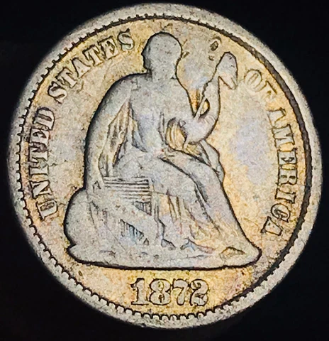 1872 Seated Liberty Half Dime 5C Ungraded Choice 90% Silver US Coin CC18746 Cover
