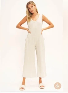 Women's Project Social T Santa Clara Ribbed Jumpsuit Ash Small - Picture 1 of 3