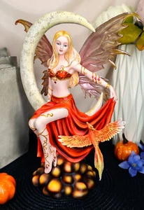 Estatua de Hadas Fénix Elemental Fénix Luna Creciente Ember Fuego Ebros - Imagen 1 de 7