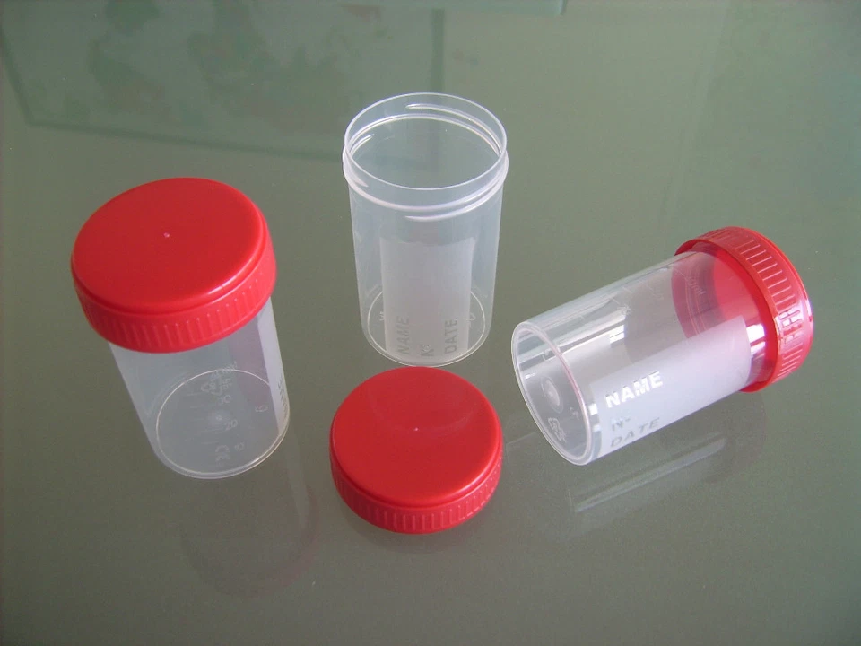 Schraubdosen 38 x 65 mm, 60 ml, mit Schriftfeld, PP, roter Deckel - Bild 1 von 1