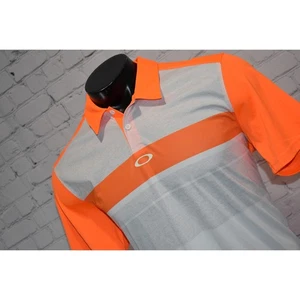 Oakley Golf Polo Shirt Mens Size Large HOT Orange White Performance Polyester  - Picture 1 of 7