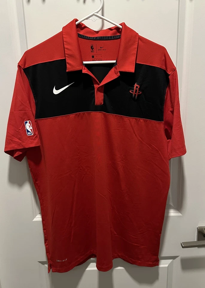 Houston Rockets Nike Dri-Fit Polo Shirt Men's Large L Short Sleeve NBA Red - Image 1 of 4