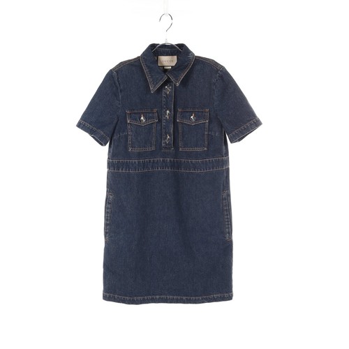 【Abito】GUCCI Abito Denim Cotone Blu Indaco Buon Prodotto Usat Mod Dalppone