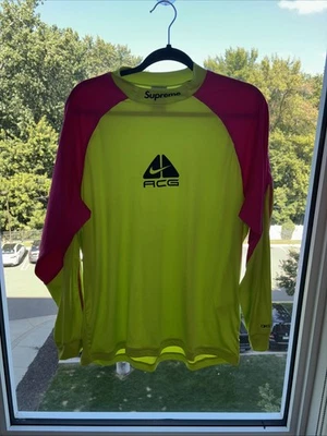 Supreme Nike ACG Jersey Pale Green L/S T-Shirt Pink Men's Med Logo  AUTHENTIC - Image 1 of 4