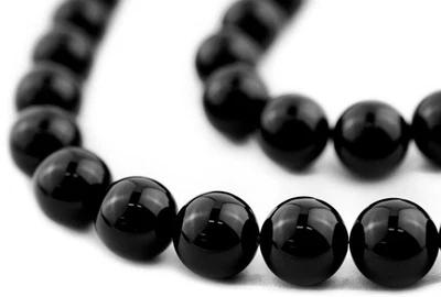 Cuentas de chorro redondas 10 mm piedras preciosas negras hilo de 16 pulgadas Foto 1 de 4