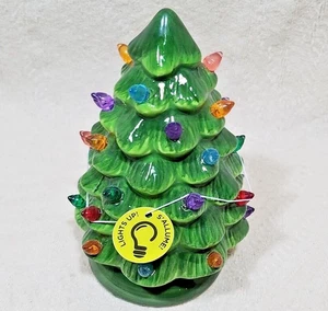 DE COLECCIÓN ESTILO RETRO 5" VERDE ÁRBOL DE NAVIDAD PEQUEÑO CERÁMICA LUCES MESA - Imagen 1 de 9