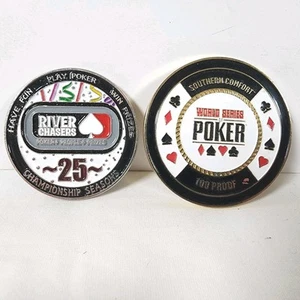 World Series Of Poker Casino Poker Chip River Chasers Championship Metal X2 - Picture 1 of 2