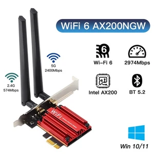 AX3000 WiFi 6 PCIe Card for Desktop (Intel AX200) 3000Mbps Dual-Band,BT5.0 Win10 - Picture 1 of 12