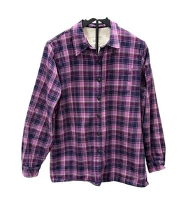 Camisa de franela LL Bean para mujer chaqueta Minky forrada de lana púrpura a cuadros mediana suave - Imagen 1 de 4
