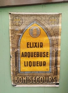 Rare old advertising poster 115x80cm elixir Arquebuse Bon-secours Lyon - Picture 1 of 15